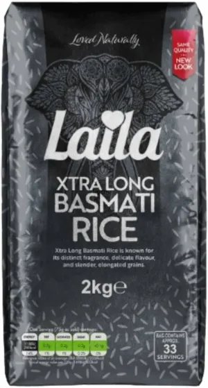 LAILA EXTRA LONG GRAIN BASMATI RICE 2KG